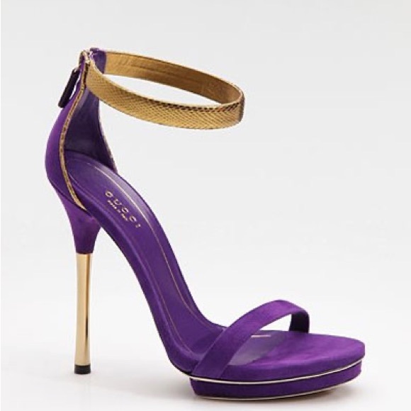 Gucci Kelis Purple Suede Platform Sandals - Picture 4 of 4